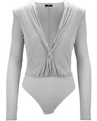 Elisabetta Franchi - Glitzer v-ausschnitt langarm body - Lyst