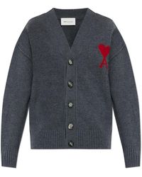 Ami Paris - Truien & Vesten ,Grijs ,Wol Wollen Cardigan - Lyst