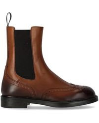Doucal's - Schoenen ,Bruin ,Leer Bruine Chelsea Boot Met Brogue Details - Lyst