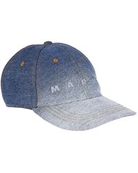 Marni - Accessoires ,Blauw ,Katoen Geborduurde Logo Cap - Lyst