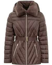 Michael Kors - Down Jacket With Belt And Fur Collar - Lyst