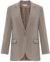 Michael Kors - Jassen ,Grijs ,Leer Blazer Met Open Revers - Lyst