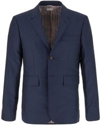 Thom Browne - Jassen ,Blauw ,Wol Single-Breasted Lange Mouw Blazer - Lyst