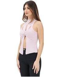 Elisabetta Franchi - Geripptes Top Mit Cut-Out Details - Lyst