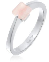 Elli Jewelry - Elegante Rozenkwarts Gouden Ring - Lyst
