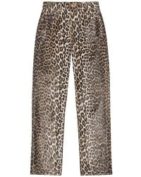Ganni - Broeken ,Veelkleurig ,Katoen Jeans Met Luipaardprint Van Katoenmix - Lyst