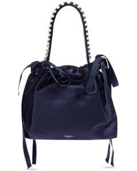 Jimmy Choo - Tassen ,Blauw ,Satijn Drawstring Mini Top Handle - Lyst