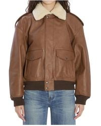 Saint Laurent - Jassen ,Bruin ,Wol Blouson Aviateur - Lyst