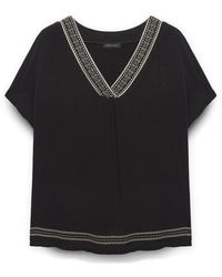 FIORELLA RUBINO - T-Shirt Mit Ethnischer Stickerei - Lyst