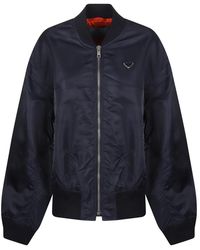 Prada - Jassen ,Blauw ,Leer Twill Bomberjack - Lyst