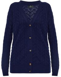 Etro - Truien & Vesten ,Blauw ,Wol Wol Cardigan - Lyst