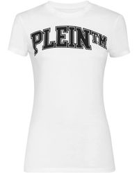 Philipp Plein - Tops ,Wit ,Katoen T-Shirt Pure Met Kristallen - Lyst