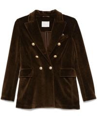 Circolo 1901 - Bruine Fluwelen Blazer Peak Revers - Lyst