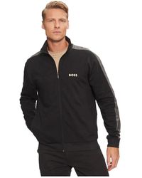 HUGO - Hoodies & Sweatvesten ,Zwart ,Katoen Zip-Up Sweatshirt - Lyst
