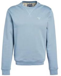 Barbour - Hoodies & Sweatvesten ,Groen ,Katoen Gewassen Blauwe Crew-Neck Sweatshirt - Lyst