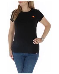 Ellesse - Tops ,Zwart ,Katoen Zwart Bedrukte Crew Neck Tee - Lyst