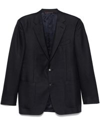 Canali - Jassen ,Blauw ,Wol Luxe Blazer Van Wol, Zijde En Linnen - Lyst