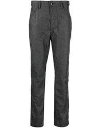 Hackett - Broeken ,Grijs ,Wol Flannel Logo-Patch Straight-Leg Broeken - Lyst