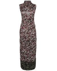 Loewe - Gebreide Print Lange Jurk - Lyst