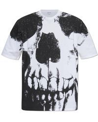 McQueen - Tops ,Wit ,Katoen T-Shirt Met Print - Lyst