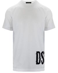 DSquared² - Tops ,Wit ,Katoen Slip-On T-Shirt Met Logo - Lyst