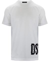 DSquared² - Tops ,Wit ,Katoen Slip-On T-Shirt Met Logo - Lyst