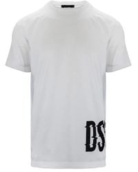DSquared² - Tops ,Wit ,Katoen Slip-On T-Shirt Met Logo - Lyst