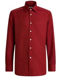 Kiton - Overhemden ,Rood ,Kasjmier Kasjmier Flanellen Overhemd Winter Elegantie - Lyst