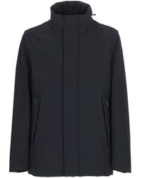 Rrd - Jassen ,Blauw ,Blauwe Gewatteerde Jas Met Hoge Kraag - Lyst
