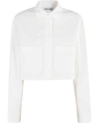 Low Classic - Weiße Taschen Crop Bluse - Lyst