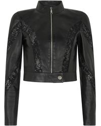 Philipp Plein - Fitted Biker Jacket Met Kanten Details - Lyst