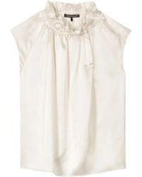 Luisa Cerano - Zijden Blouse Met Geplooid Kraagje En Asymmetrische Uitsparing - Lyst