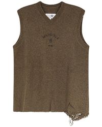 MM6 by Maison Margiela - Truien & Vesten ,Bruin ,Wol Trui Vest - Lyst
