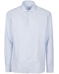 Orian - Overhemden ,Blauw ,Leer Long Sleeve Slim Shirt - Lyst