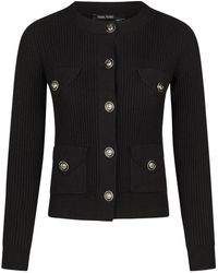 MARC AUREL - Truien & Vesten ,Zwart ,Rievota Gebreid Vest Met Decoratieve Knopen - Lyst