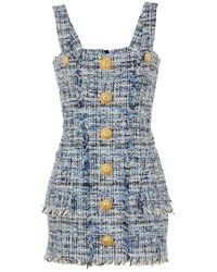 Balmain - Tweed Mini Dress - Lyst