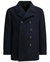 Tom Ford - Jassen ,Blauw ,Katoen Double-Breasted Wool Peacoat - Lyst