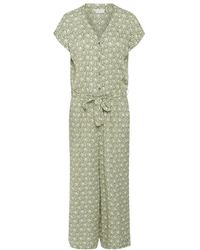Kaffe - Grün/Kreide Druck Jumpsuit Mit Kurzen Ärmeln - Lyst