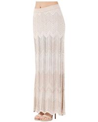 Akep - Beiger Langer Strickrock Mit Geometrischem Zick-Zack-Muster - Lyst