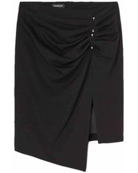 Dondup - Falda midi asimétrica de jersey con drapeado y alfileres decorativos plateados - Lyst