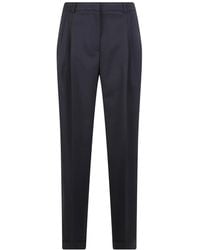 Peserico - Broeken ,Blauw ,Leer Rechte Broek - Lyst