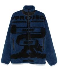 Y. Project - Blauw/Zwart Fleece Jack Hoge Hals - Lyst