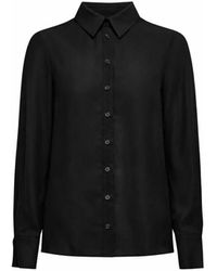 Silvian Heach - Overhemden ,Zwart ,Polyester Relaxed Shirt Met Klassieke Kraag - Lyst