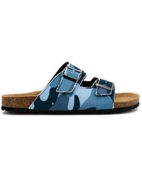 MC2 Saint Barth - Schoenen ,Blauw ,Katoen Sandalen Met Kurkzool En Verstelbare Banden - Lyst