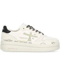 Premiata - Weiße Ledersneakers Mit Logodetail - Lyst
