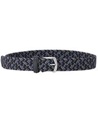 Anderson's - Accessoires ,Blauw ,Leer 3,5 Cm Gevlochten Elastische Riem Met Leren Afwerking - Lyst