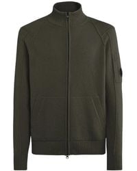 C.P. Company - Truien & Vesten ,Groen ,Wol Lamswollen Cardigan Met Volledige Rits - Lyst