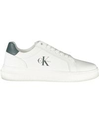 Calvin Klein - Weiße Leder Herren Sneaker Grüne Details - Lyst