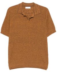 Roberto Collina - Truien & Vesten ,Bruin ,Katoen Ribbed Mouliné Polo - Lyst
