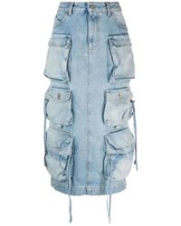 The Attico - Falda azul de algodón con bolsillos cargo - Lyst